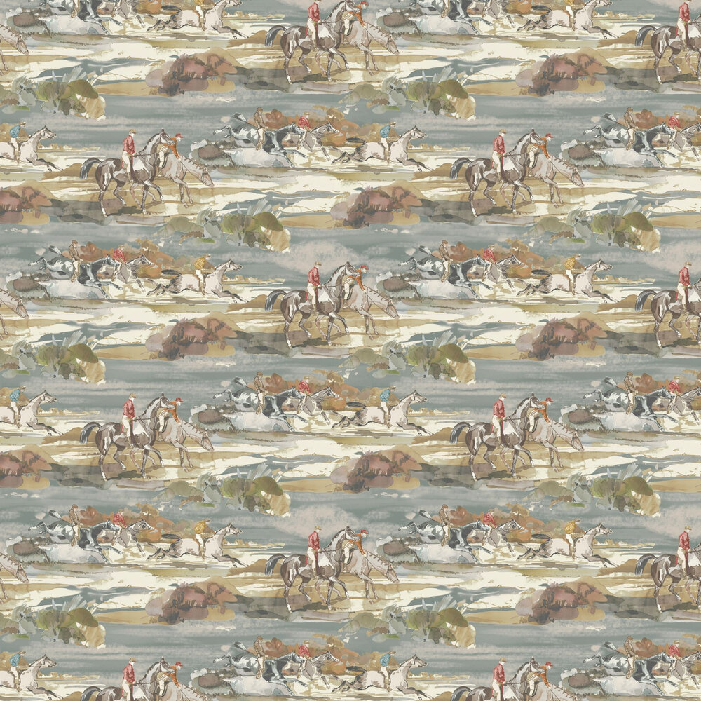 Morning Gallop Wallpaper - Blue / Sand - by Mulberry Home