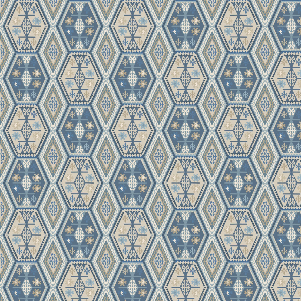Buckland Wallpaper - Blue - by Mulberry Home