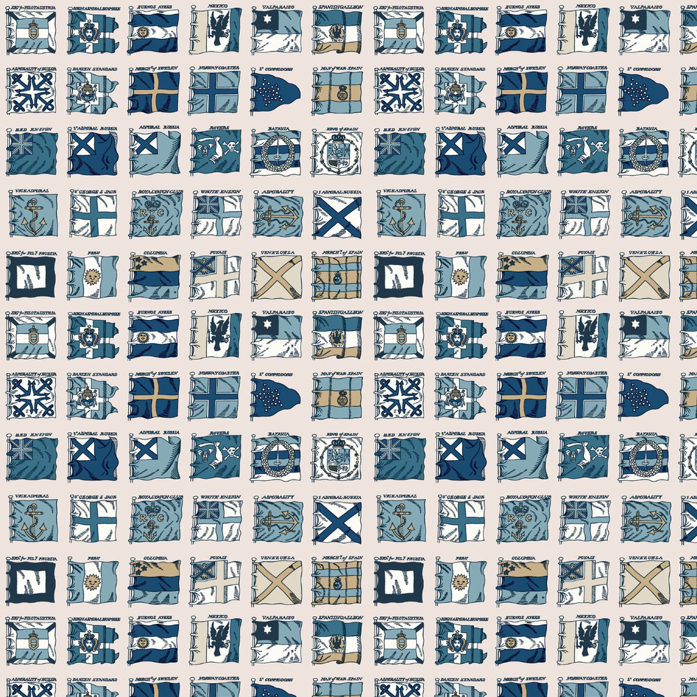 Naval Ensigns Wallpaper - Blue - by Mulberry Home