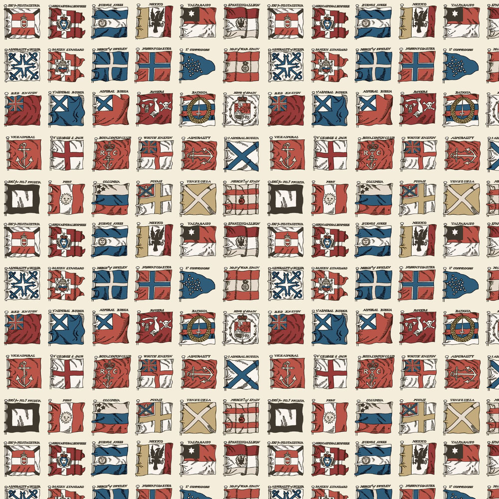 Naval Ensigns Wallpaper - Red / Plum - by Mulberry Home
