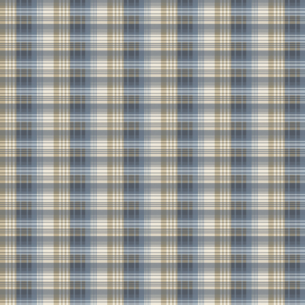Mulberry Ancient Tartan Wallpaper - Indigo - by Mulberry Home
