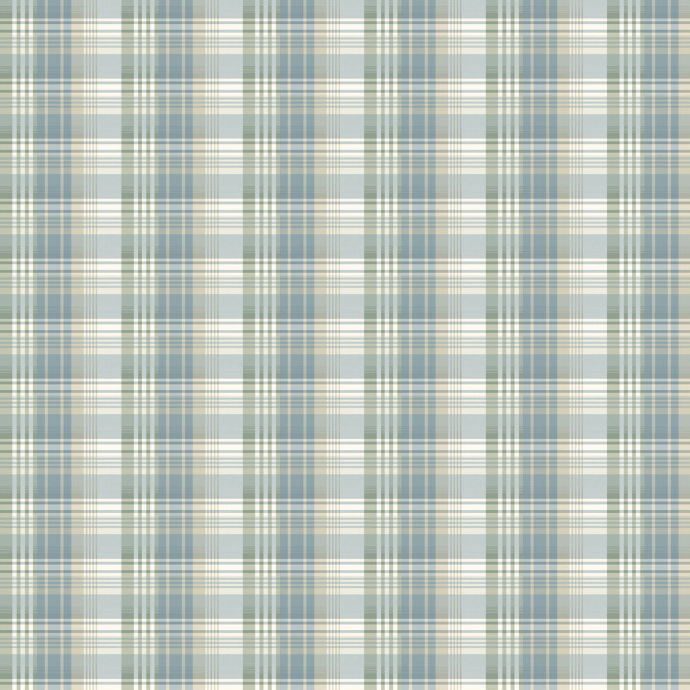 Mulberry Ancient Tartan Wallpaper - Aqua - by Mulberry Home