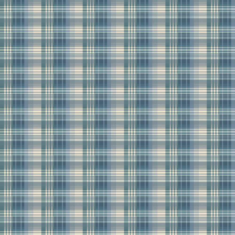 Mulberry Ancient Tartan Wallpaper - Teal - by Mulberry Home