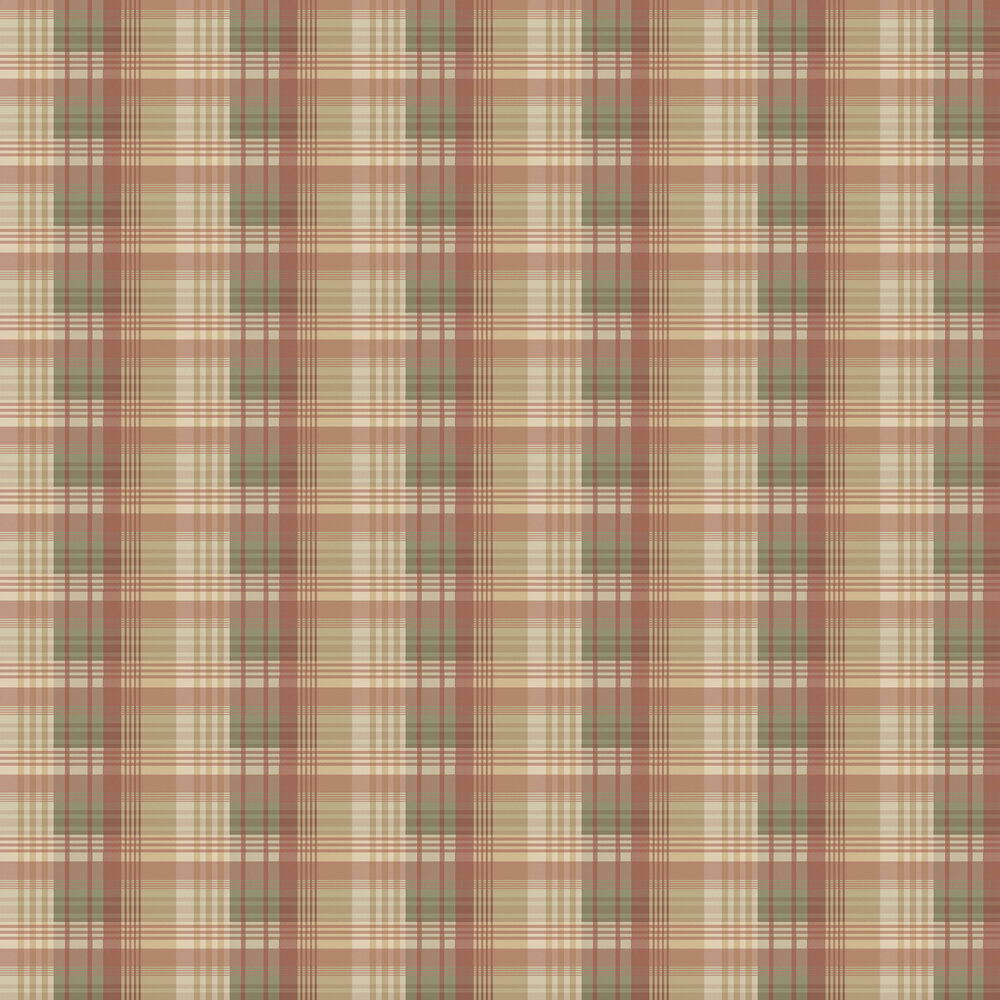 Mulberry Ancient Tartan Wallpaper - Lovat / Red - by Mulberry Home