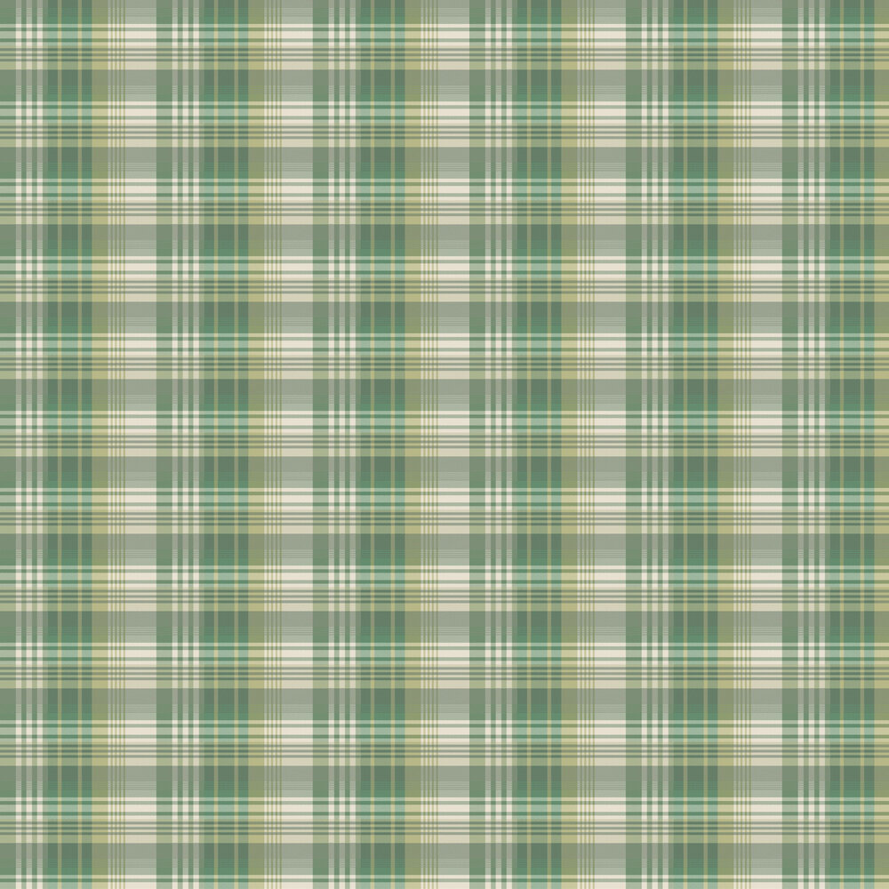 Mulberry Ancient Tartan Wallpaper - Emerald - by Mulberry Home