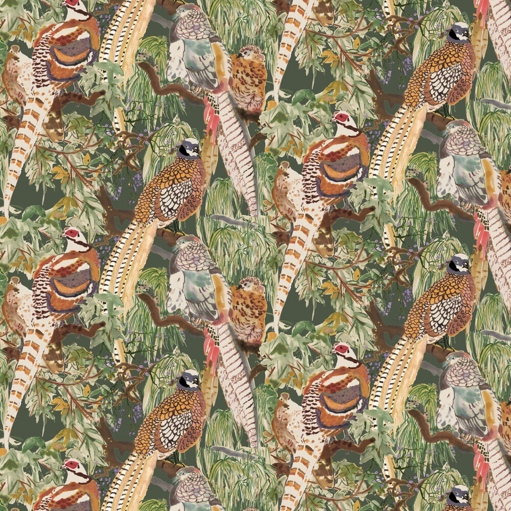 Game Birds Wallpaper - Forest - by Mulberry Home