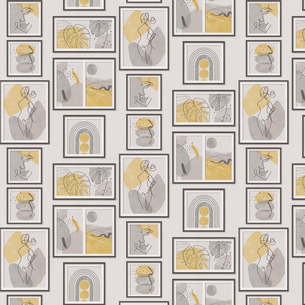 Gallery Wall Wallpaper - Mustard - by Crown