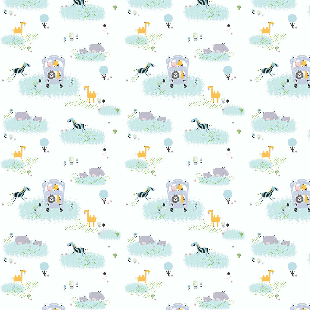 Animal bus Wallpaper - Multi - by Albany