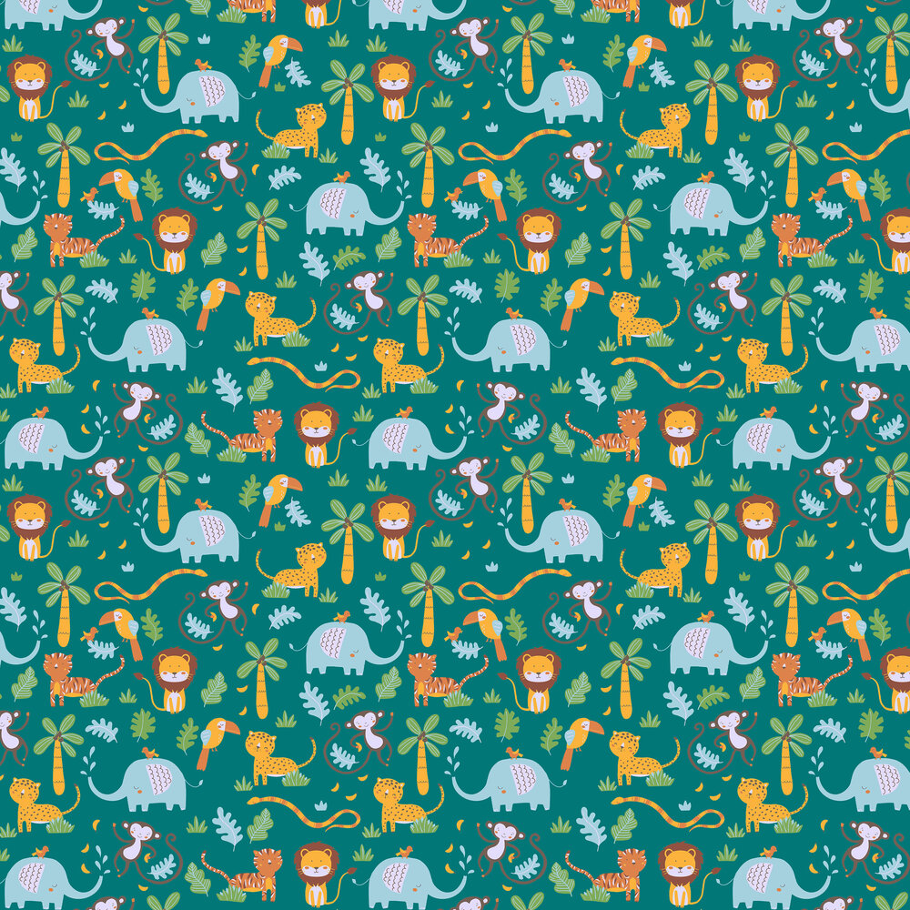 Day at the Zoo Wallpaper - Green - by Albany