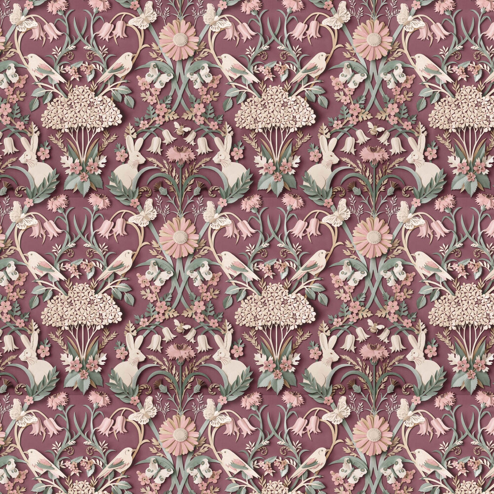 Woodland Wallpaper - Plum - by Albany
