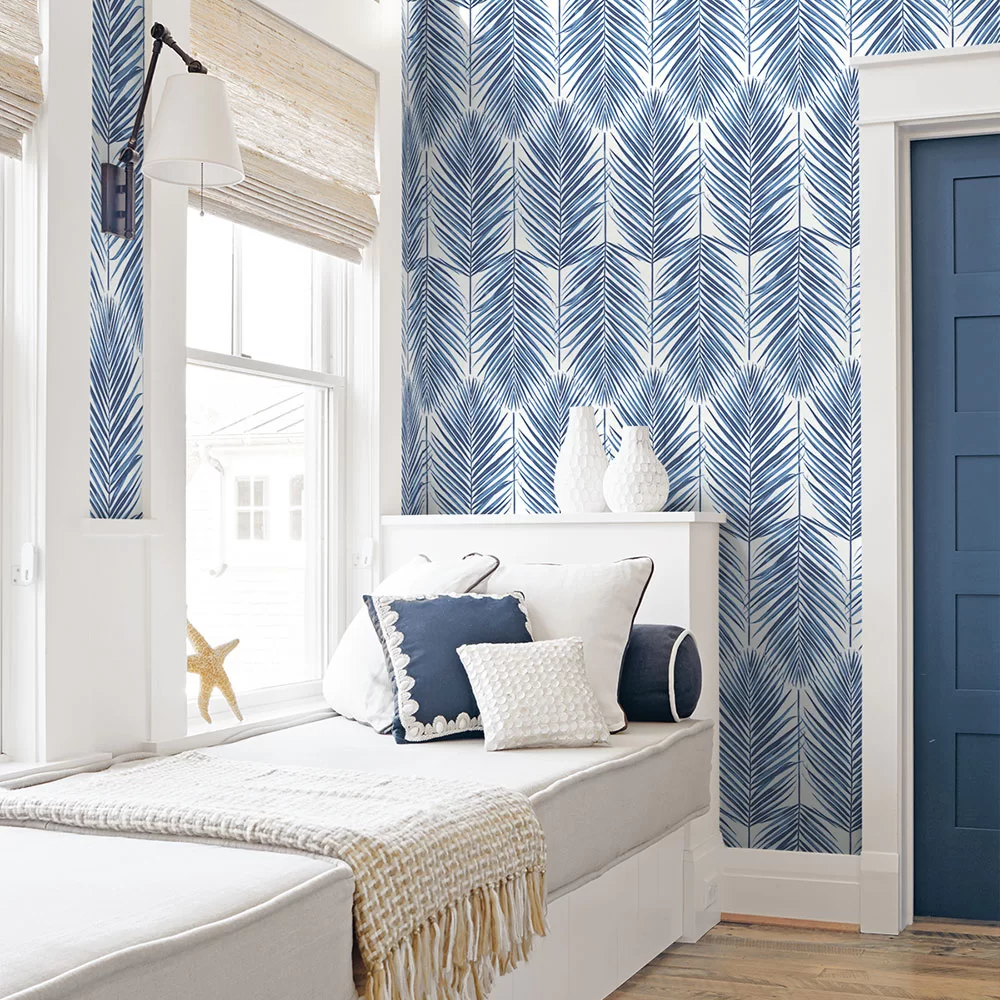 Marina Palm by Etten - Coastal Blue - Wallpaper : Wallpaper Direct