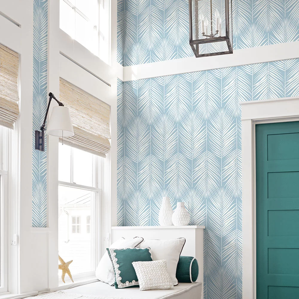Athena Palm por Etten - Azul Hampton - Papel pintado : Wallpaper Direct