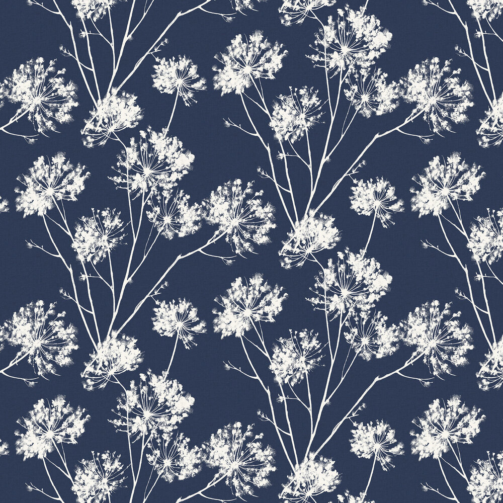 Dandelion Fields Wallpaper - Navy Blue - by Etten