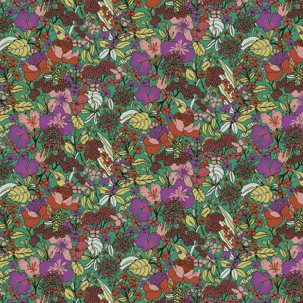 Flowerbed Wallpaper - Emerald / Multi - by Architects Paper