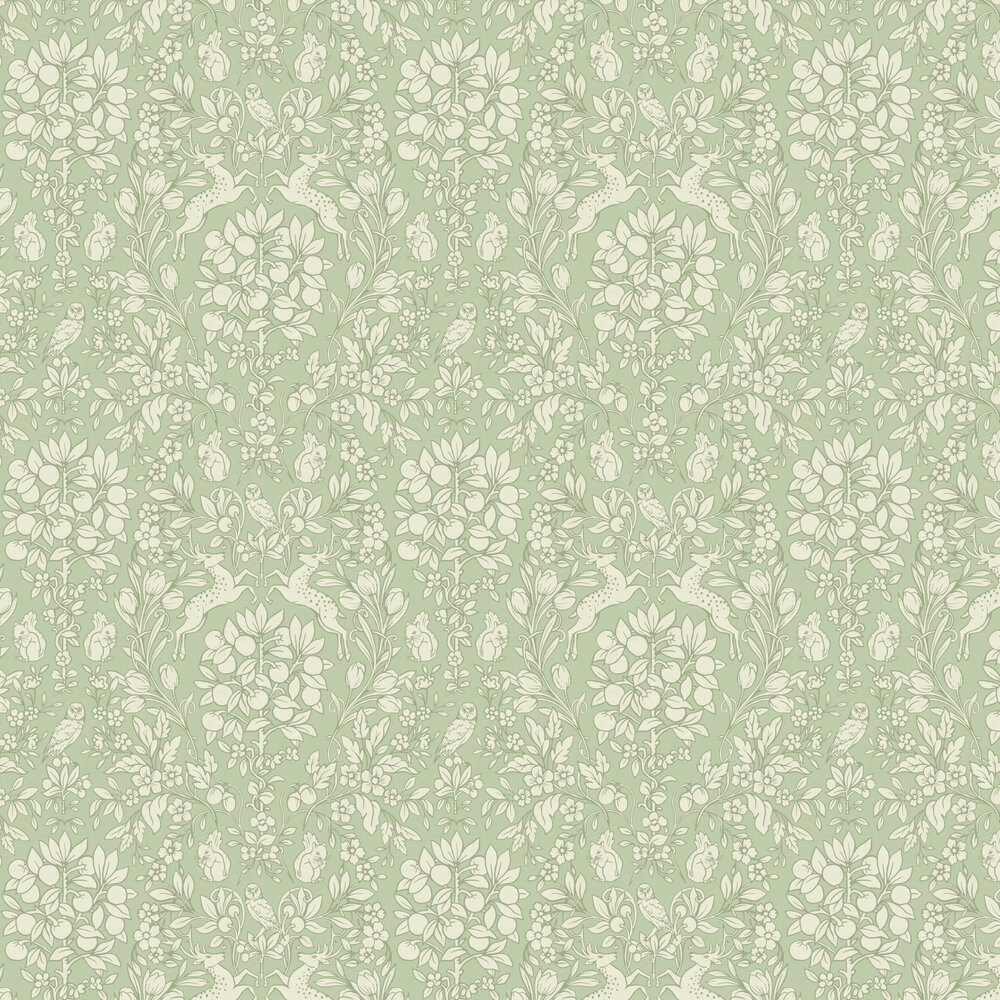 Woodland Wallpaper - Sage - by Crown