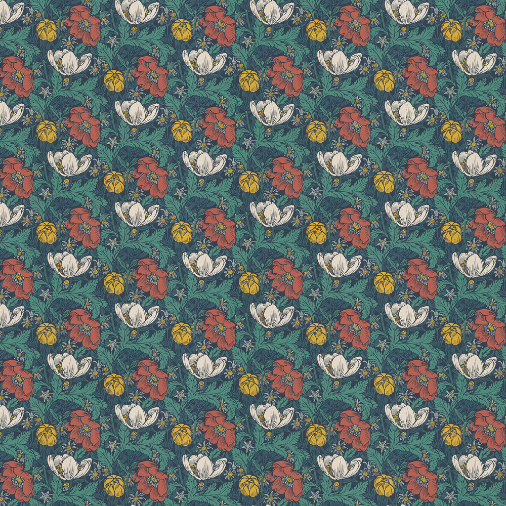 May Floral Wallpaper - Blue Multi - by Albany