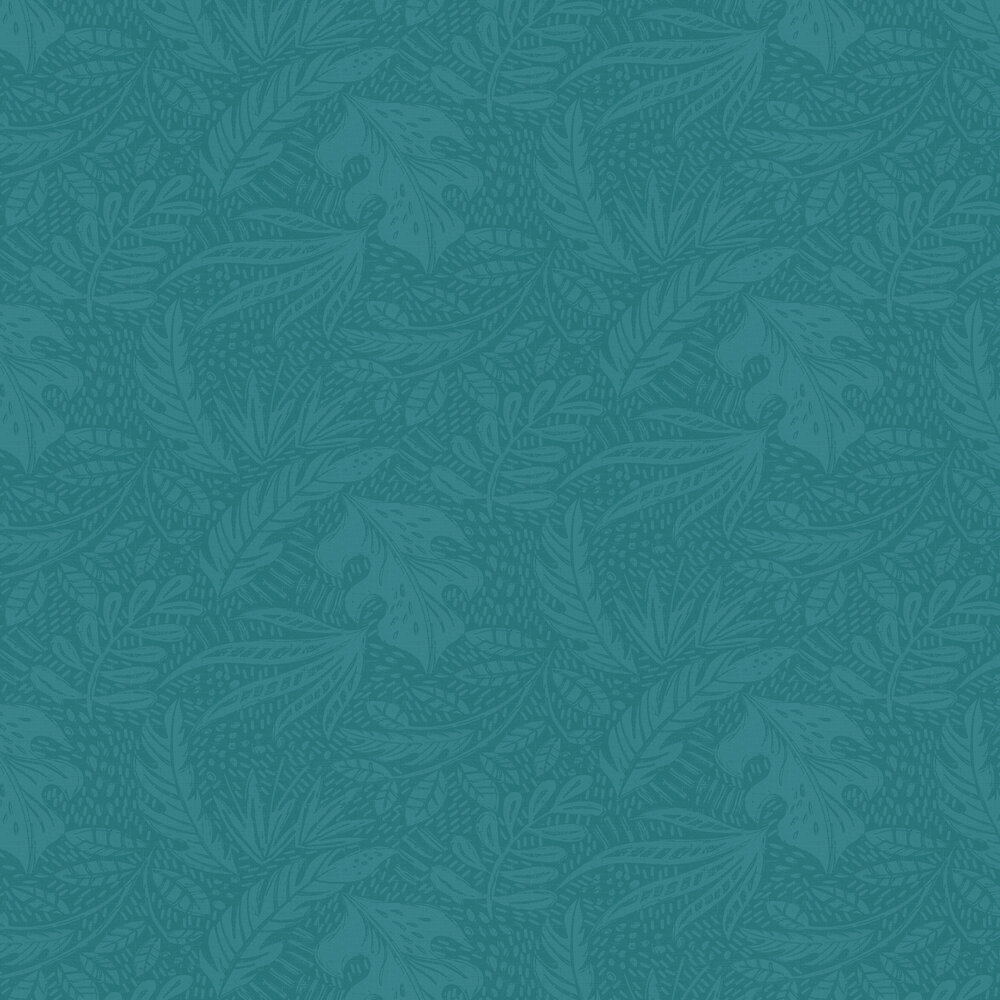 Leaf Block Wallpaper - Kingfisher - by Albany