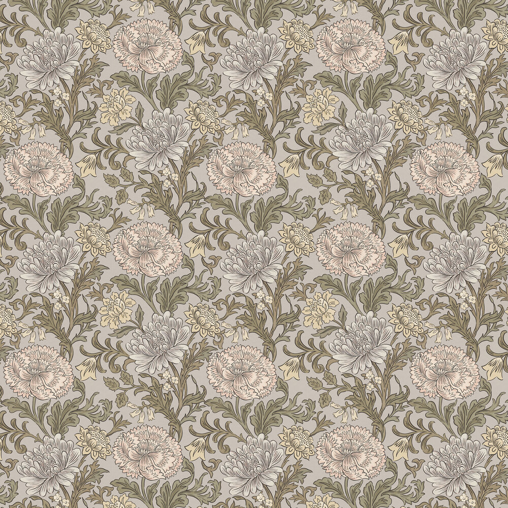 Arts Carnation Wallpaper - Silver - by Albany