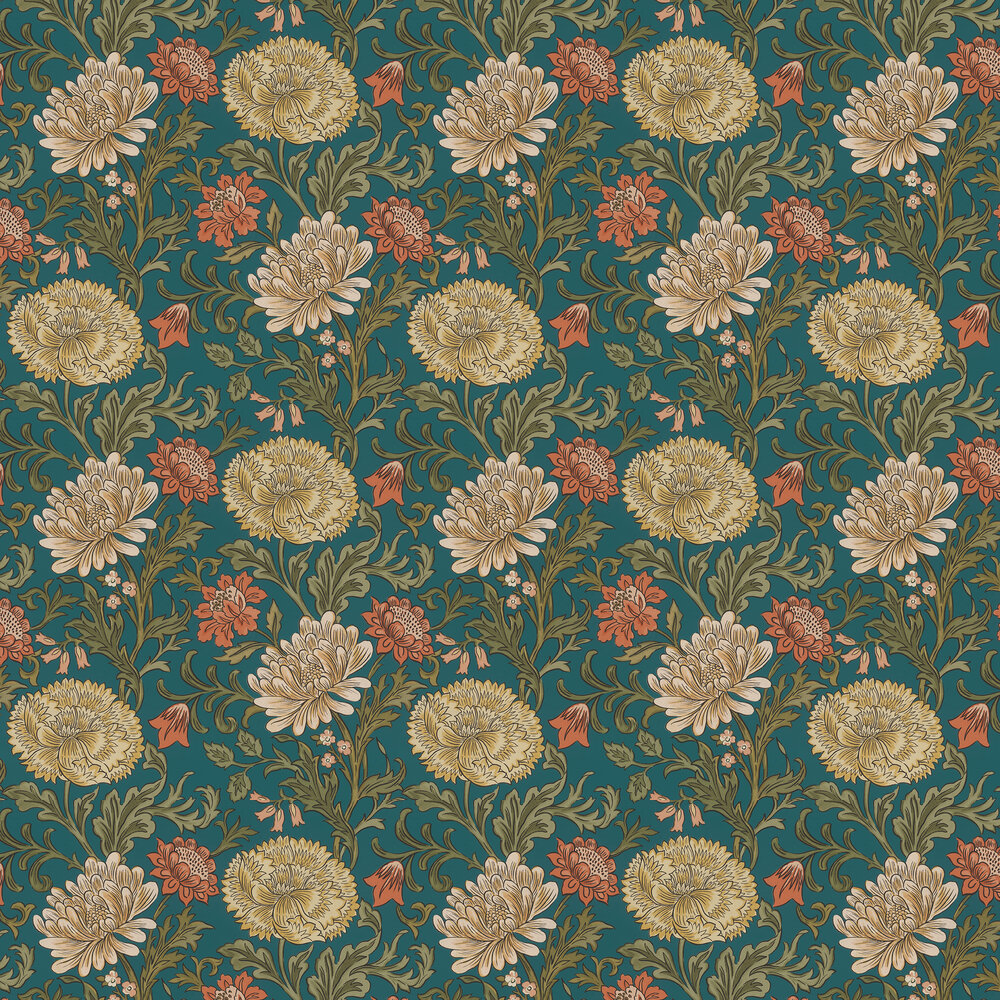 Arts Carnation Wallpaper - Blue - by Albany