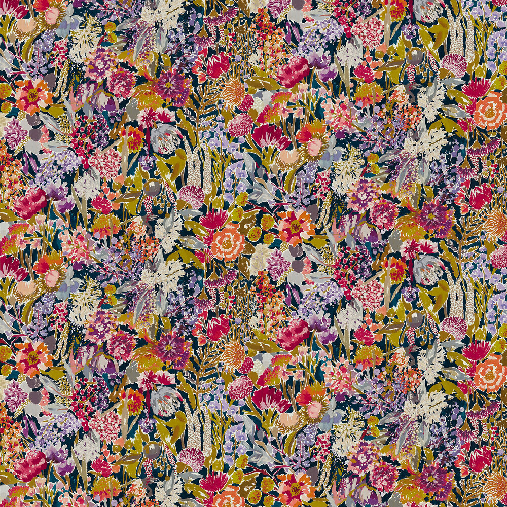 Sanguine Wallpaper - Pomegranate/Clementine/Peony/Blueberry - by Harlequin