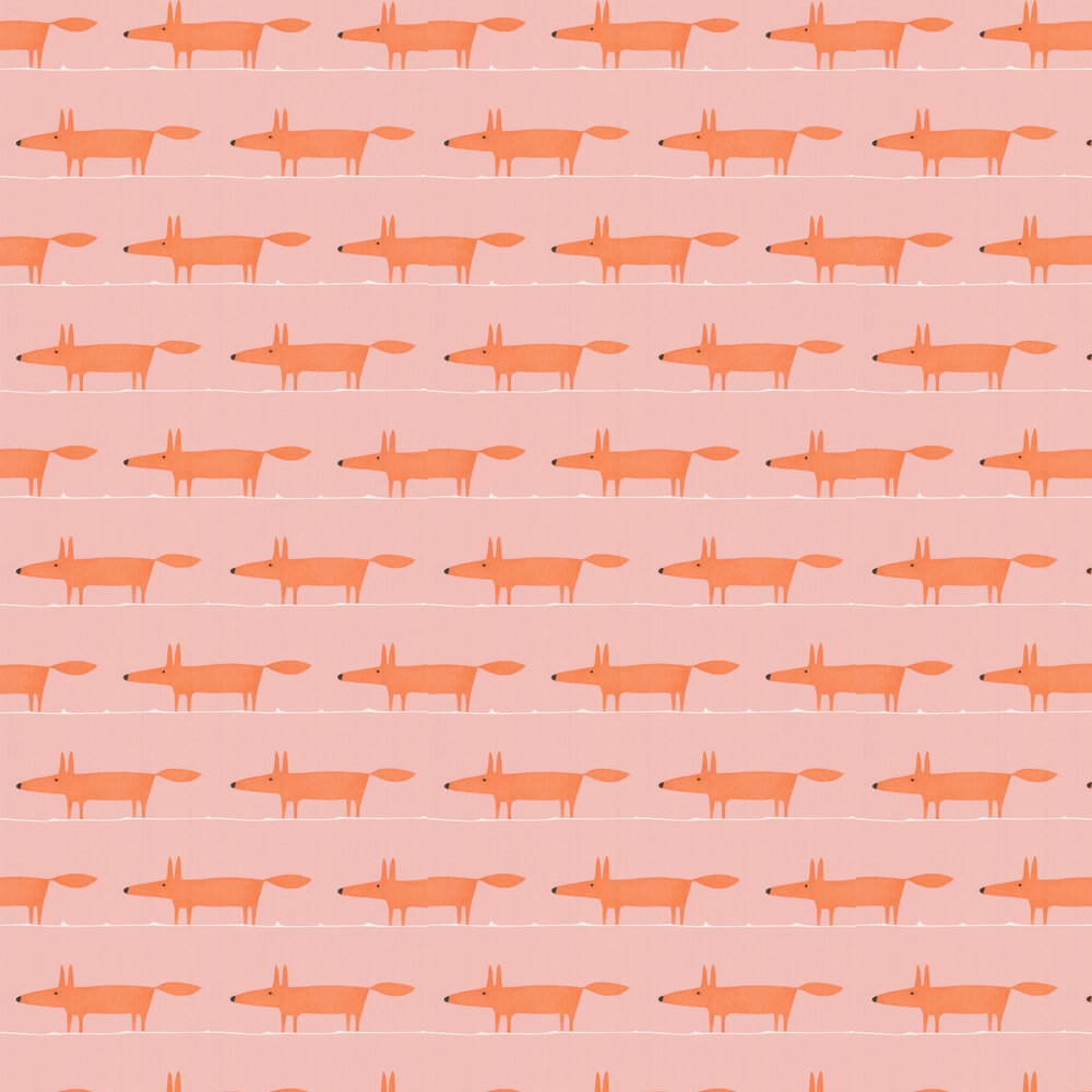 Midi Fox Wallpaper - Milkshake / Rose - by Scion