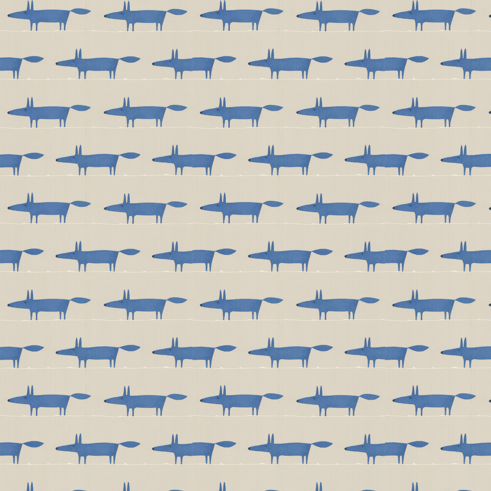 Midi Fox Wallpaper - Pebble / Denim - by Scion