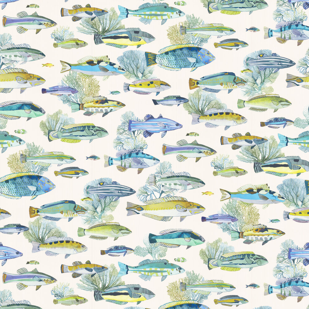Fidji Wallpaper - Aqua - by Manuel Canovas