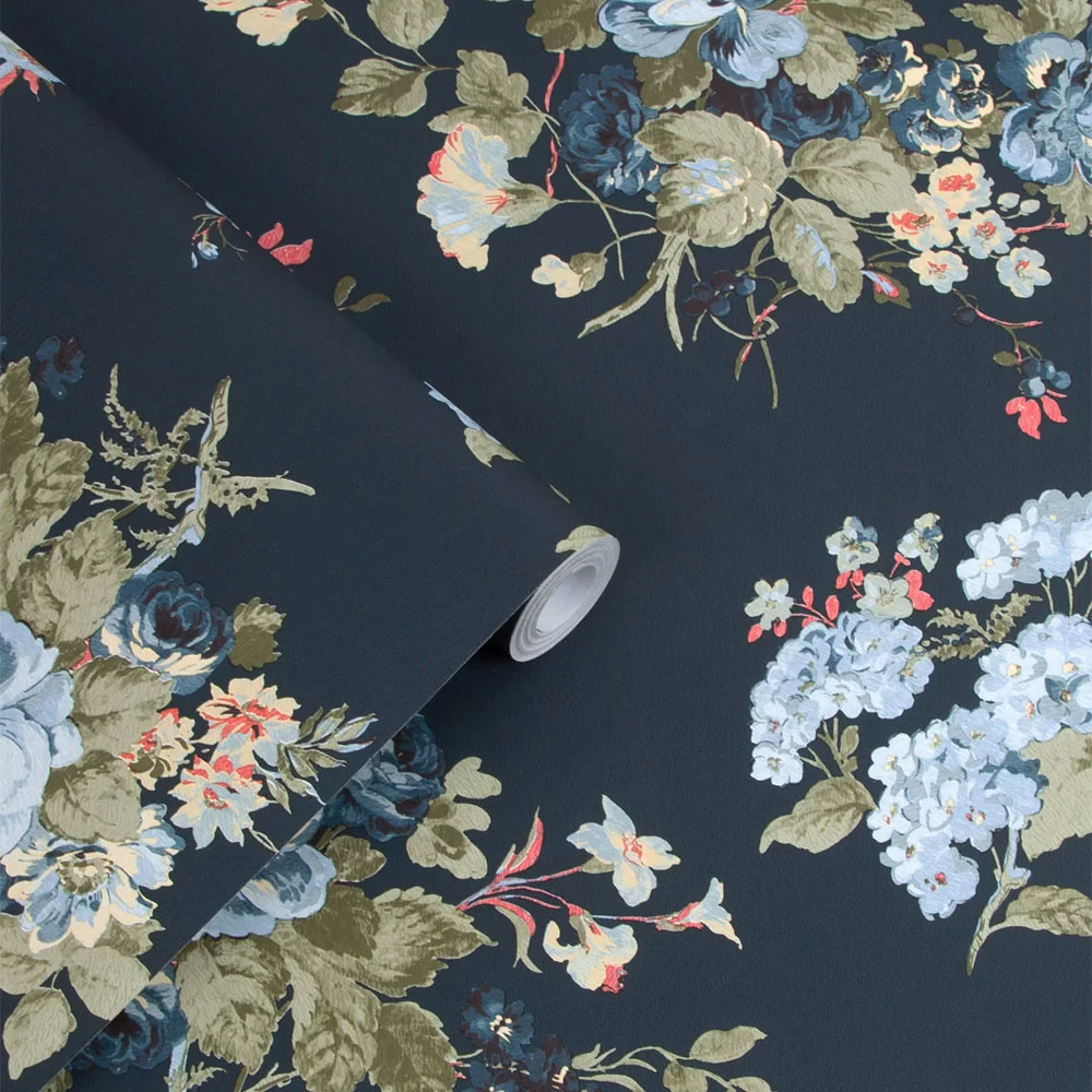 Rosemore by Laura Ashley - Midnight Seaspray - Wallpaper : Wallpaper Direct