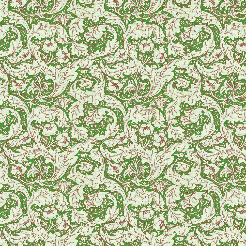 Bachelors Button Wallpaper - Leaf Green / Sky - by Morris