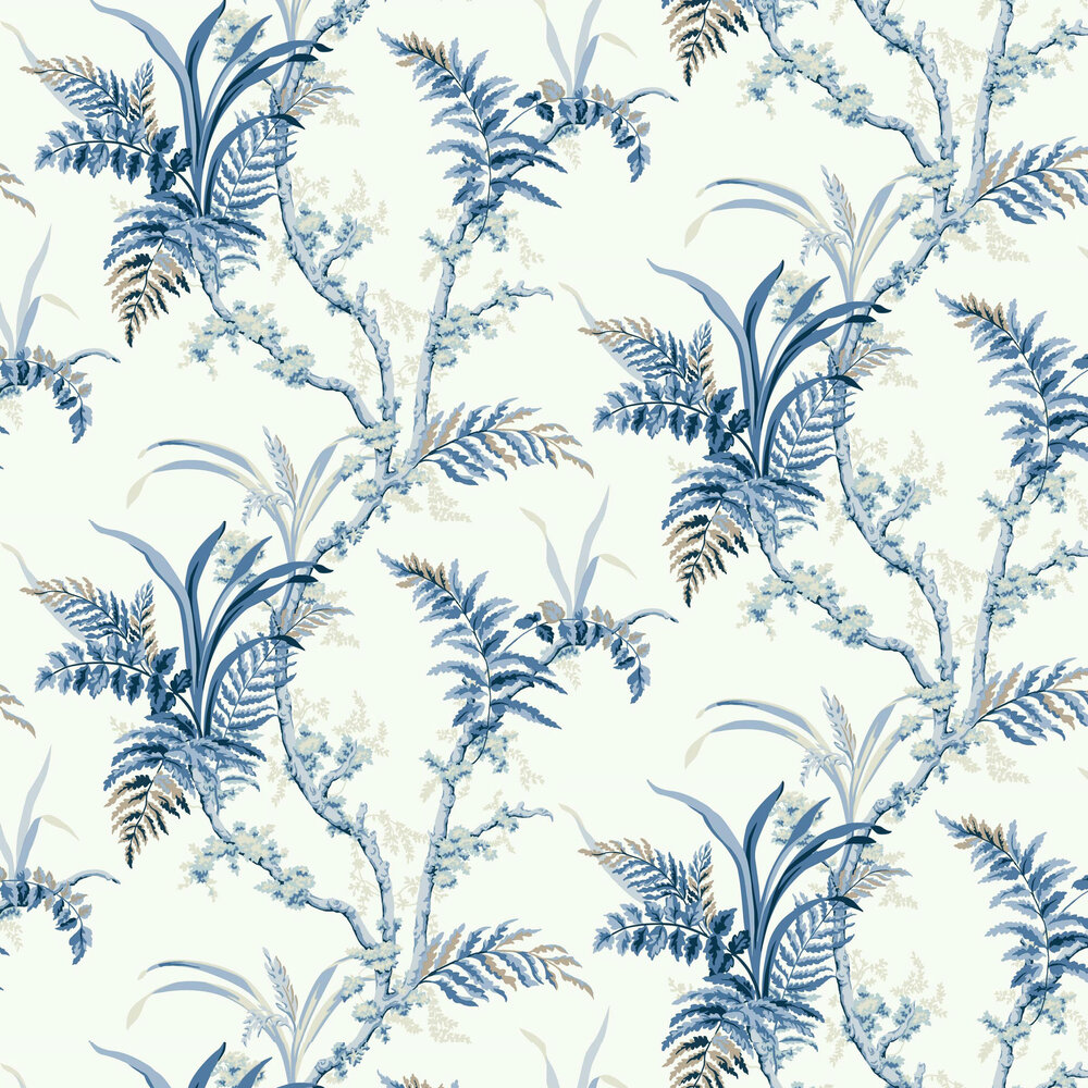 Wild Ferns Wallpaper - Indigo - by Coordonne
