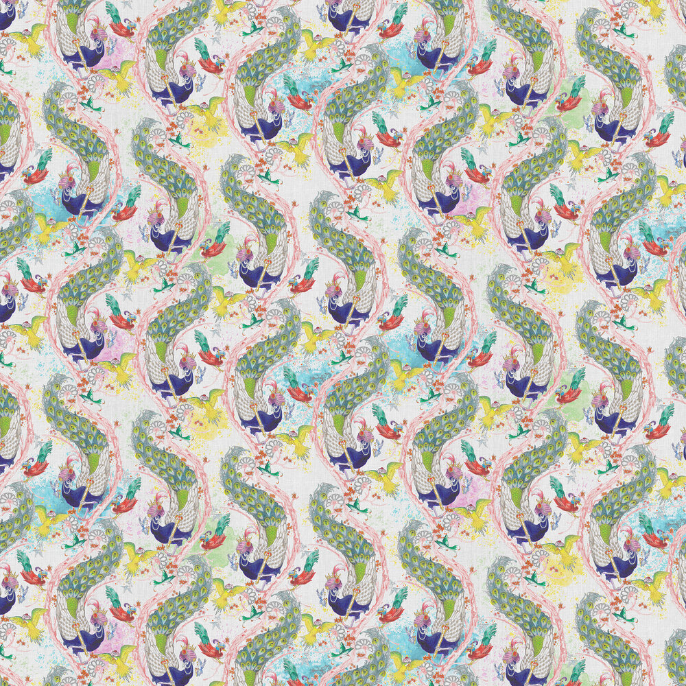 Bird World Wallpaper - Multi Bright - by Laurence Llewelyn-Bowen