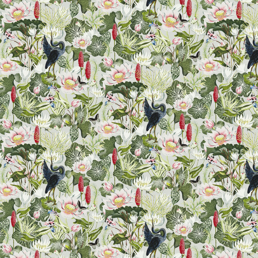 Waterlily Wallpaper - Dove - by Wedgwood by Clarke & Clarke