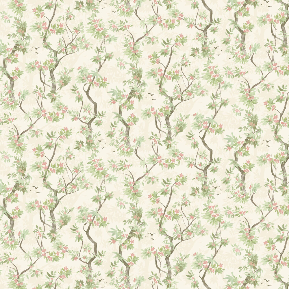 Folia Wallpaper - Cream / Pink - by Albany