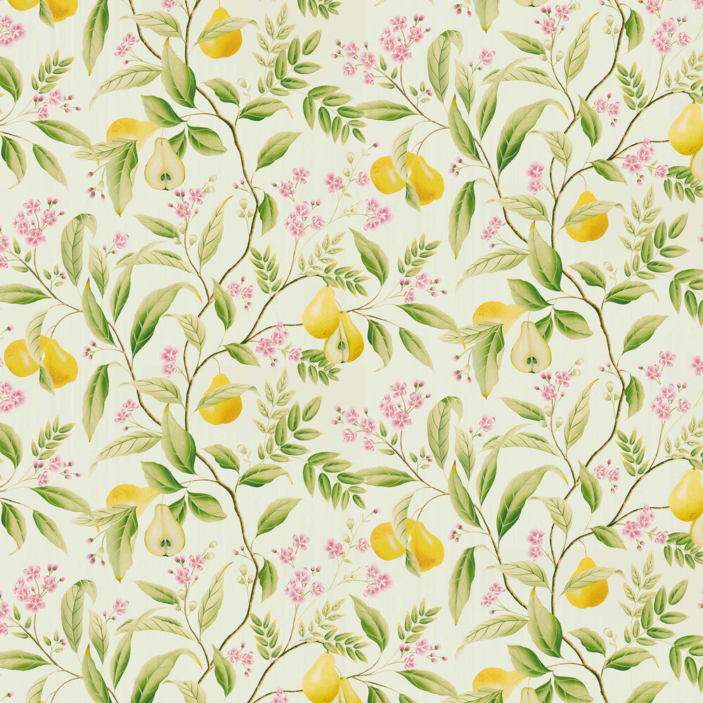 Marie  Wallpaper - Fig leaf/ Honey/ Blossom - by Harlequin