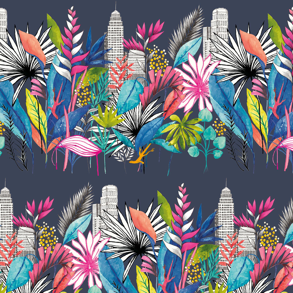 Urban Tropic Wallpaper - Midnight - by Ohpopsi