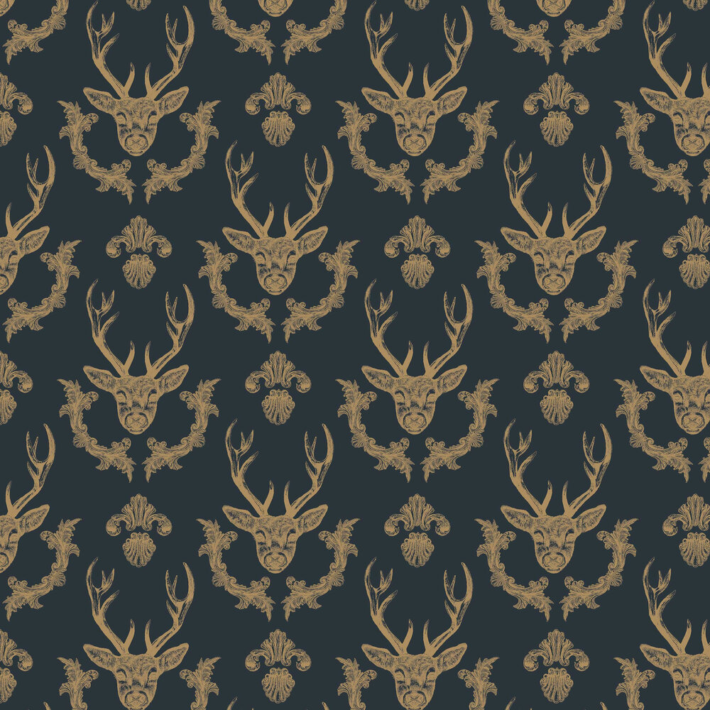 King of the Wood Wallpaper - Gold / Blue - by Graduate Collection
