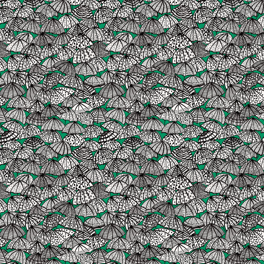 Jolly Brollies Wallpaper - Jade - by Ohpopsi