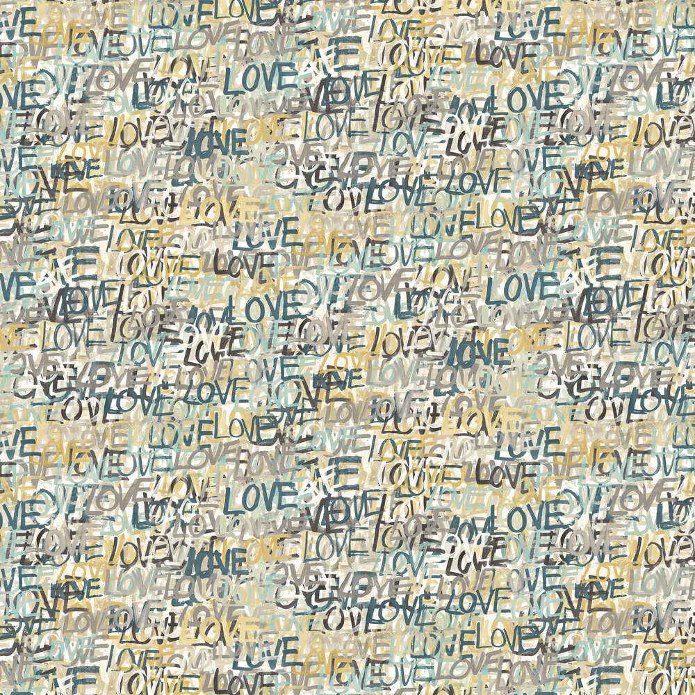 Love Scribble Wallpaper - Polished Cement - by Ohpopsi