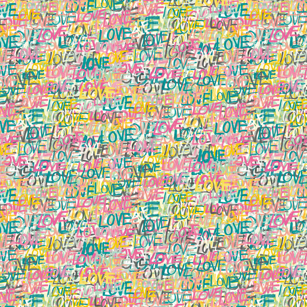 Love Scribble Wallpaper - Pastel Pop - by Ohpopsi
