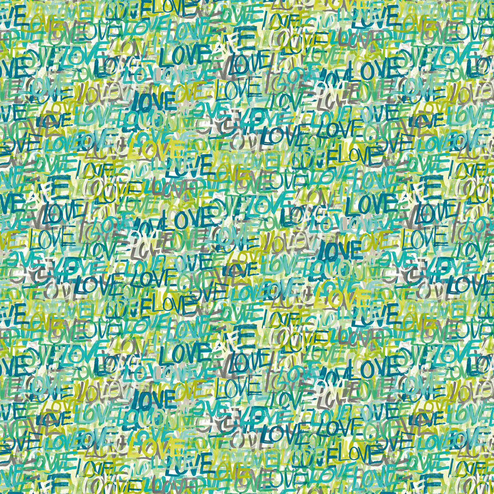 Love Scribble Wallpaper - Aquamarine - by Ohpopsi