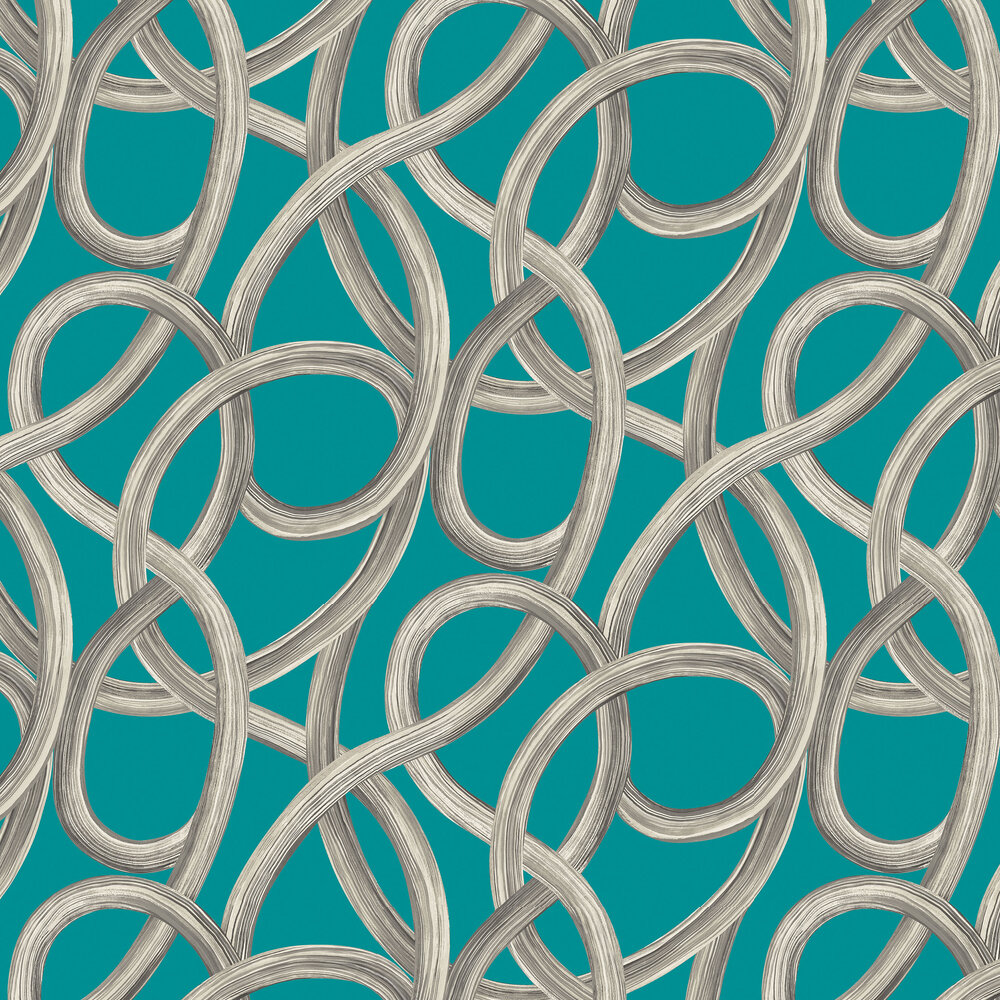 Twisted Geo Wallpaper - Turquoise - by Ohpopsi
