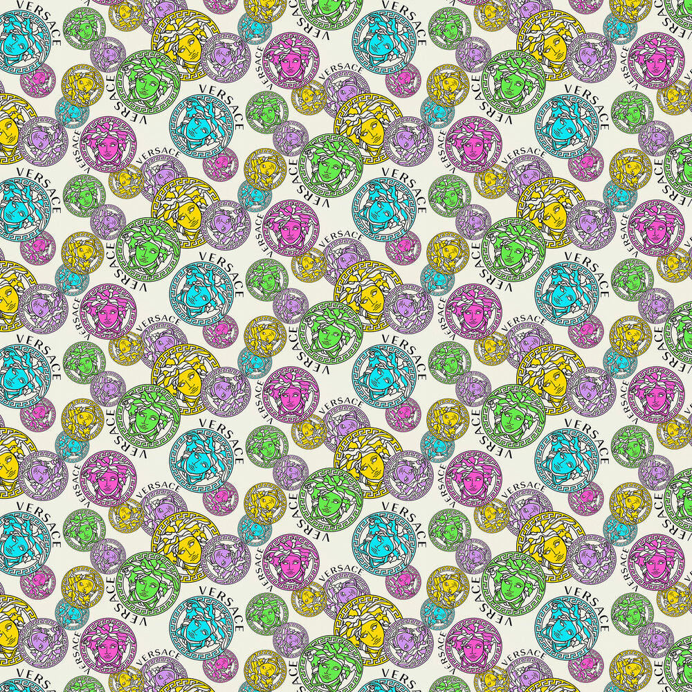 Medusa Amplified Wallpaper - Multicoloured / White - by Versace