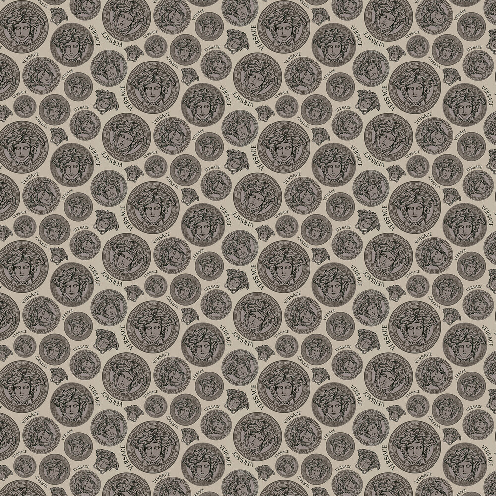 Medusa Amplified Wallpaper - Taupe - by Versace