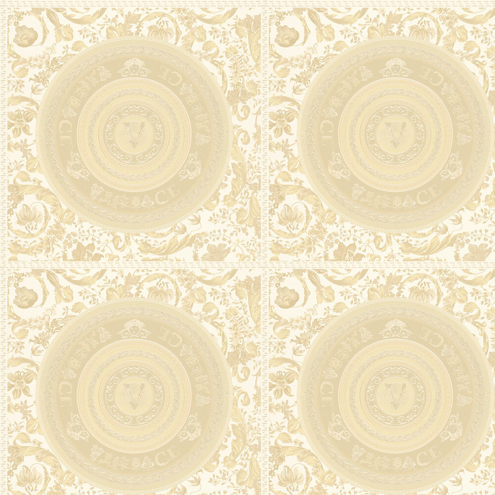 Virtus Wallpaper - Muted Gold - by Versace