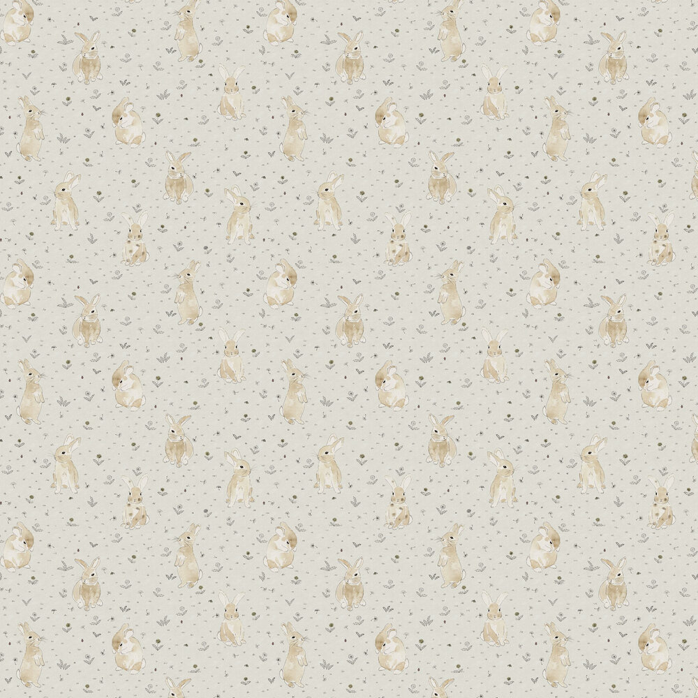 Bunny Field Wallpaper - Sand - by Rebel Walls