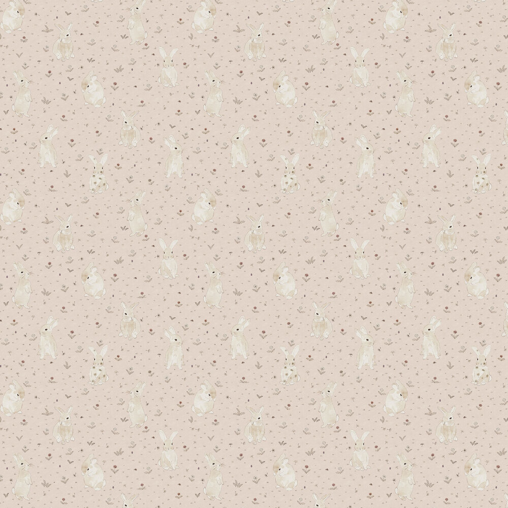 Bunny Field Wallpaper - Pink - by Rebel Walls