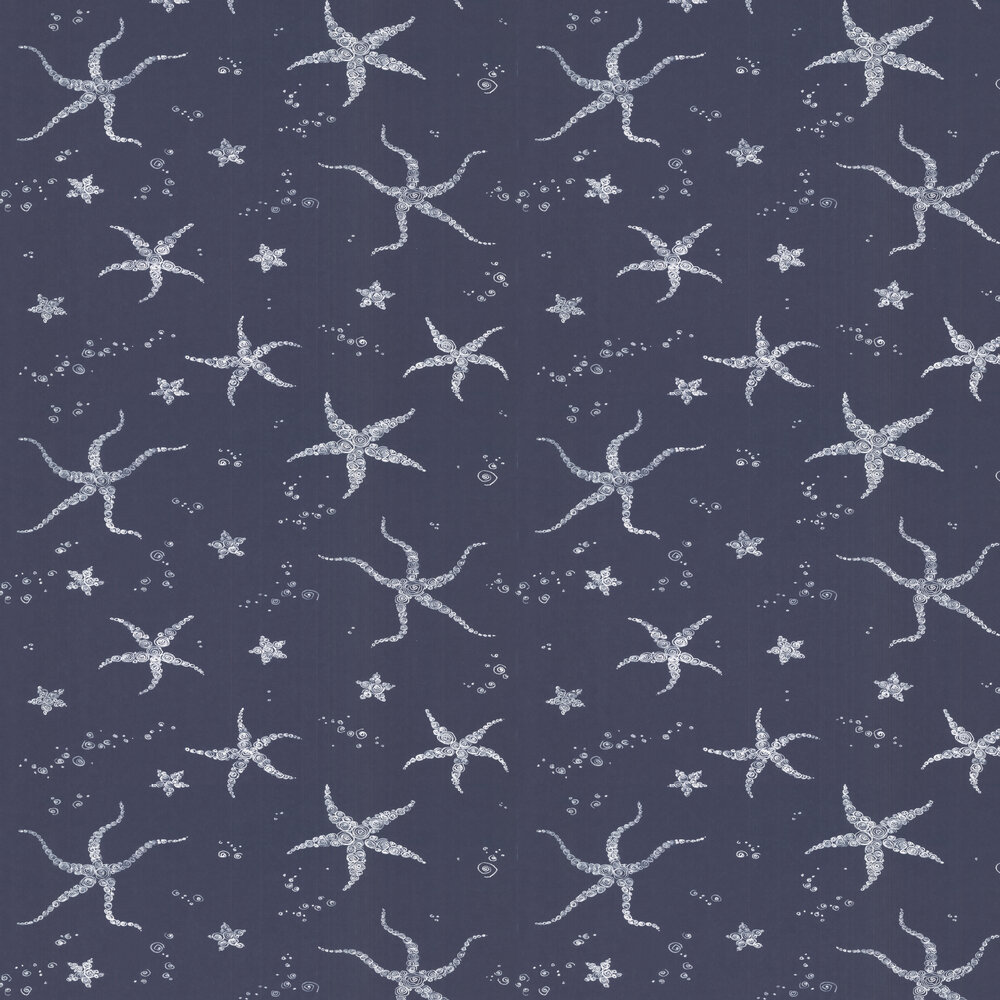 Starfish Wallpaper - Blue - by Kerry Caffyn