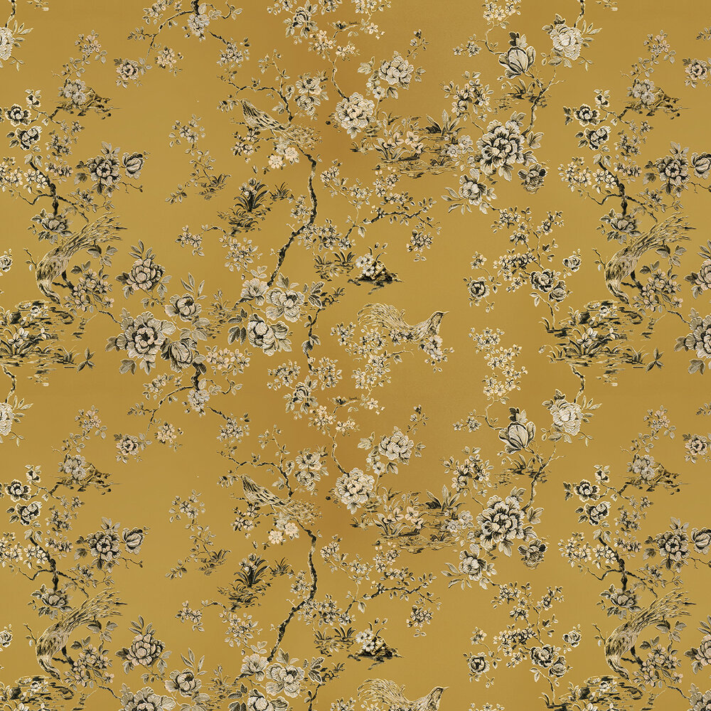 Embroidered Fiore Wallpaper - Gold - by Roberto Cavalli
