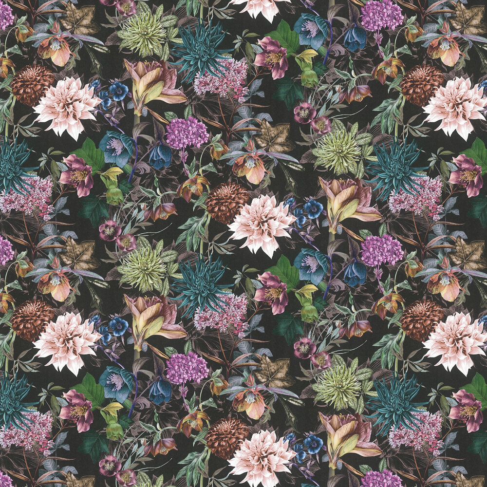 Dreamy Floral Wallpaper - Multi/Black - by Albany