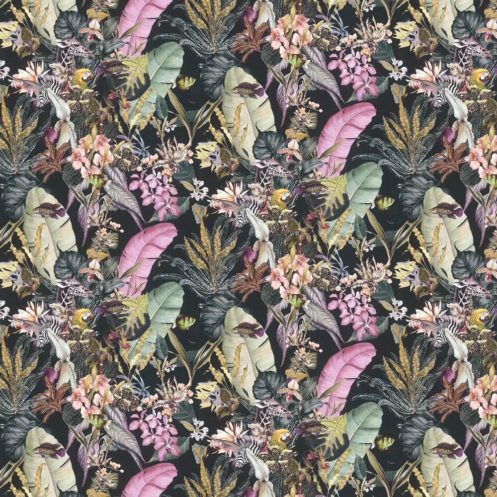 Flora Fantasy Wallpaper - Multi / Black - by Albany